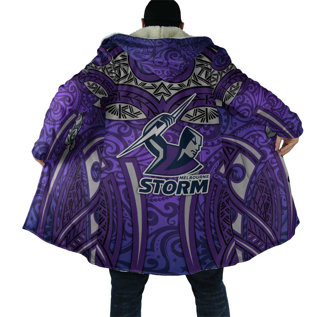 Melbourne Storm Rugby Cloak Polynesian Tribal Warrior Lightning Purple Pattern