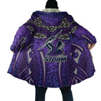 Melbourne Storm Rugby Cloak Polynesian Tribal Warrior Lightning Purple Pattern