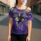 Melbourne Storm Rugby Cross Shoulder Shirt Polynesian Tribal Warrior Lightning Purple Pattern