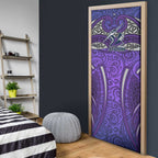 Melbourne Storm Rugby Door Cover Polynesian Tribal Warrior Lightning Purple Pattern