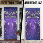 Melbourne Storm Rugby Door Cover Polynesian Tribal Warrior Lightning Purple Pattern