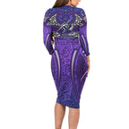 Melbourne Storm Rugby Family Matching Long Sleeve Bodycon Dress and Hawaiian Shirt Polynesian Tribal Warrior Lightning Purple Pattern