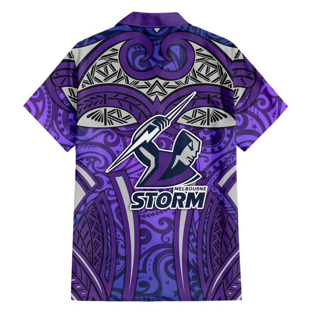 Melbourne Storm Rugby Family Matching Mermaid Dress and Hawaiian Shirt Polynesian Tribal Warrior Lightning Purple Pattern