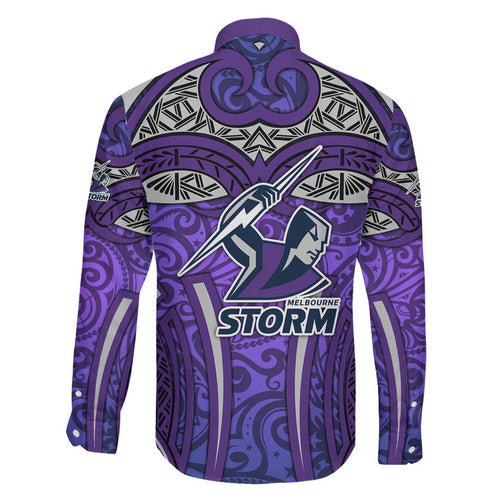 Melbourne Storm Rugby Family Matching Mermaid Dress and Hawaiian Shirt Polynesian Tribal Warrior Lightning Purple Pattern
