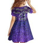 Melbourne Storm Rugby Family Matching Puletasi and Hawaiian Shirt Polynesian Tribal Warrior Lightning Purple Pattern