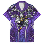 Melbourne Storm Rugby Family Matching Puletasi and Hawaiian Shirt Polynesian Tribal Warrior Lightning Purple Pattern
