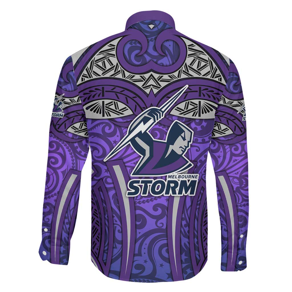 Melbourne Storm Rugby Family Matching Puletasi and Hawaiian Shirt Polynesian Tribal Warrior Lightning Purple Pattern