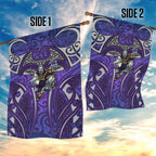Melbourne Storm Rugby Garden Flag Polynesian Tribal Warrior Lightning Purple Pattern