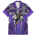 Melbourne Storm Rugby Hawaiian Shirt Polynesian Tribal Warrior Lightning Purple Pattern