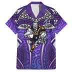Melbourne Storm Rugby Hawaiian Shirt Polynesian Tribal Warrior Lightning Purple Pattern