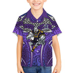 Melbourne Storm Rugby Hawaiian Shirt Polynesian Tribal Warrior Lightning Purple Pattern