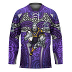Melbourne Storm Rugby Hockey Jersey Polynesian Tribal Warrior Lightning Purple Pattern