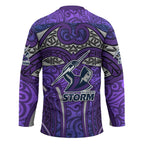 Melbourne Storm Rugby Hockey Jersey Polynesian Tribal Warrior Lightning Purple Pattern