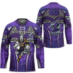 Melbourne Storm Rugby Hockey Jersey Polynesian Tribal Warrior Lightning Purple Pattern