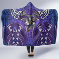 Melbourne Storm Rugby Hooded Blanket Polynesian Tribal Warrior Lightning Purple Pattern
