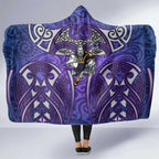 Melbourne Storm Rugby Hooded Blanket Polynesian Tribal Warrior Lightning Purple Pattern