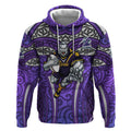 Melbourne Storm Rugby Hoodie Polynesian Tribal Warrior Lightning Purple Pattern