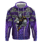 Melbourne Storm Rugby Hoodie Polynesian Tribal Warrior Lightning Purple Pattern