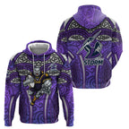 Melbourne Storm Rugby Hoodie Polynesian Tribal Warrior Lightning Purple Pattern