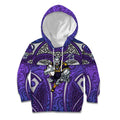 Melbourne Storm Rugby Kid Hoodie Polynesian Tribal Warrior Lightning Purple Pattern