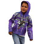 Melbourne Storm Rugby Kid Hoodie Polynesian Tribal Warrior Lightning Purple Pattern