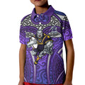 Melbourne Storm Rugby Kid Polo Shirt Polynesian Tribal Warrior Lightning Purple Pattern