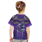 Melbourne Storm Rugby Kid T Shirt Polynesian Tribal Warrior Lightning Purple Pattern