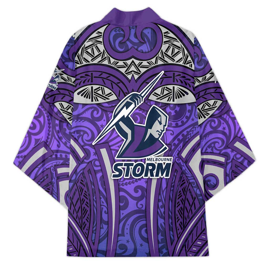 Melbourne Storm Rugby Kimono Polynesian Tribal Warrior Lightning Purple Pattern