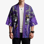 Melbourne Storm Rugby Kimono Polynesian Tribal Warrior Lightning Purple Pattern