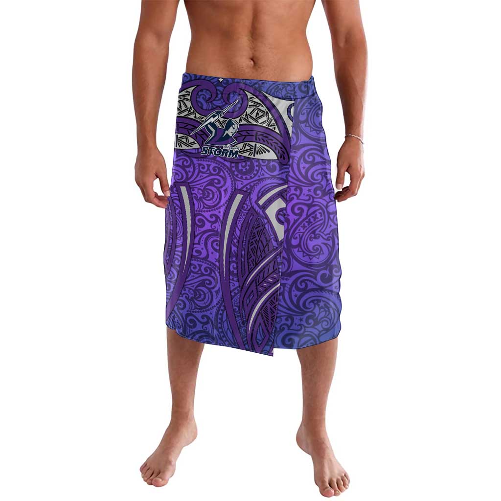 Melbourne Storm Rugby Lavalava Polynesian Tribal Warrior Lightning Purple Pattern
