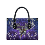Melbourne Storm Rugby Leather Bag Polynesian Tribal Warrior Lightning Purple Pattern