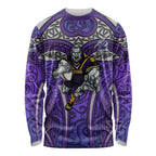 Melbourne Storm Rugby Long Sleeve Shirt Polynesian Tribal Warrior Lightning Purple Pattern