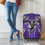 Melbourne Storm Rugby Luggage Cover Polynesian Tribal Warrior Lightning Purple Pattern