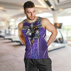 Melbourne Storm Rugby Men Tank Top Polynesian Tribal Warrior Lightning Purple Pattern