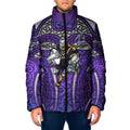 Melbourne Storm Rugby Padded Jacket Polynesian Tribal Warrior Lightning Purple Pattern