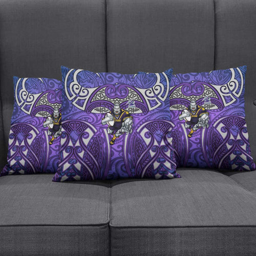 Melbourne Storm Rugby Pillow Cover Polynesian Tribal Warrior Lightning Purple Pattern
