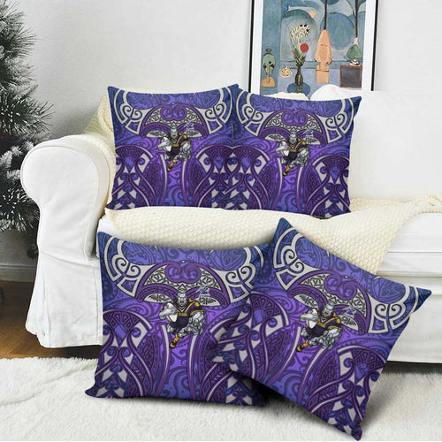 Melbourne Storm Rugby Pillow Cover Polynesian Tribal Warrior Lightning Purple Pattern