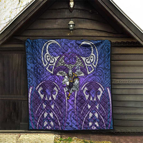 Melbourne Storm Rugby Quilt Polynesian Tribal Warrior Lightning Purple Pattern