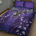 Melbourne Storm Rugby Quilt Bed Set Polynesian Tribal Warrior Lightning Purple Pattern
