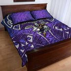 Melbourne Storm Rugby Quilt Bed Set Polynesian Tribal Warrior Lightning Purple Pattern