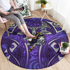 Melbourne Storm Rugby Round Carpet Polynesian Tribal Warrior Lightning Purple Pattern