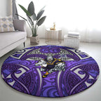 Melbourne Storm Rugby Round Carpet Polynesian Tribal Warrior Lightning Purple Pattern