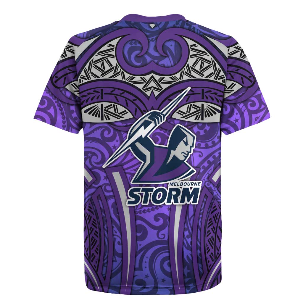 Melbourne Storm Rugby Rugby Jersey Polynesian Tribal Warrior Lightning Purple Pattern