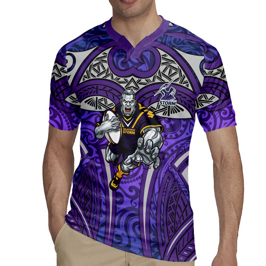 Melbourne Storm Rugby Rugby Jersey Polynesian Tribal Warrior Lightning Purple Pattern