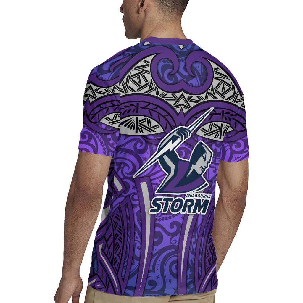 Melbourne Storm Rugby Rugby Jersey Polynesian Tribal Warrior Lightning Purple Pattern