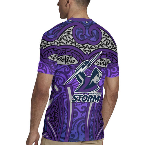 Melbourne Storm Rugby Rugby Jersey Polynesian Tribal Warrior Lightning Purple Pattern
