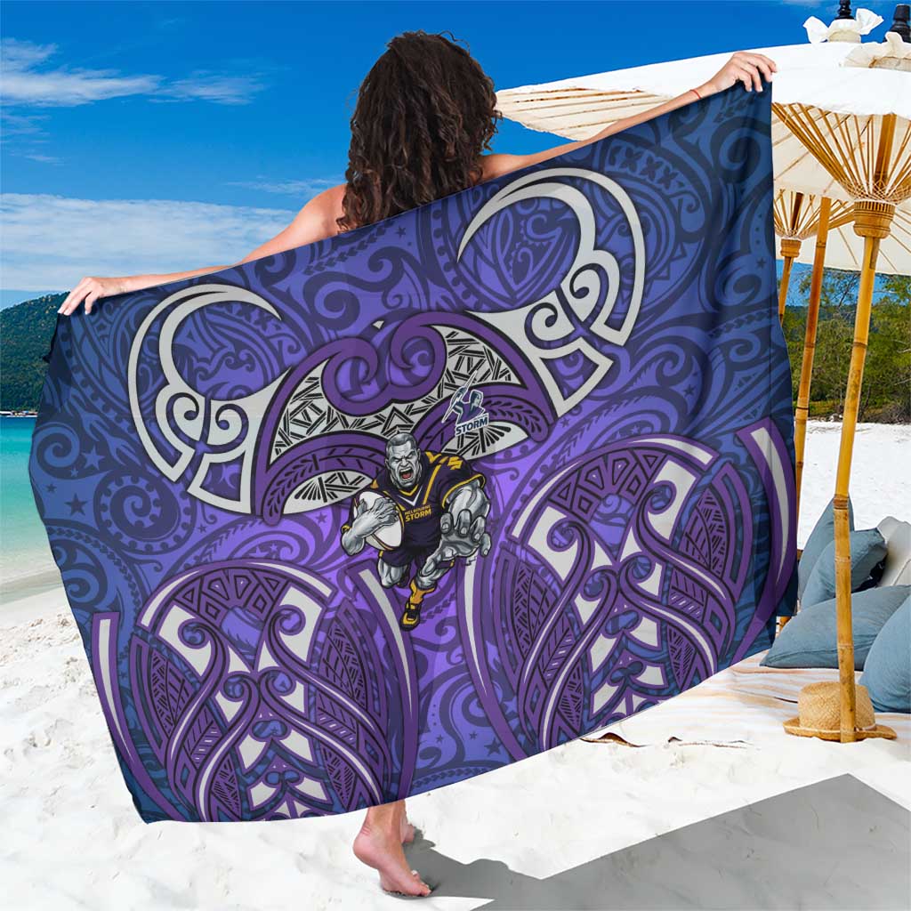 Melbourne Storm Rugby Sarong Polynesian Tribal Warrior Lightning Purple Pattern