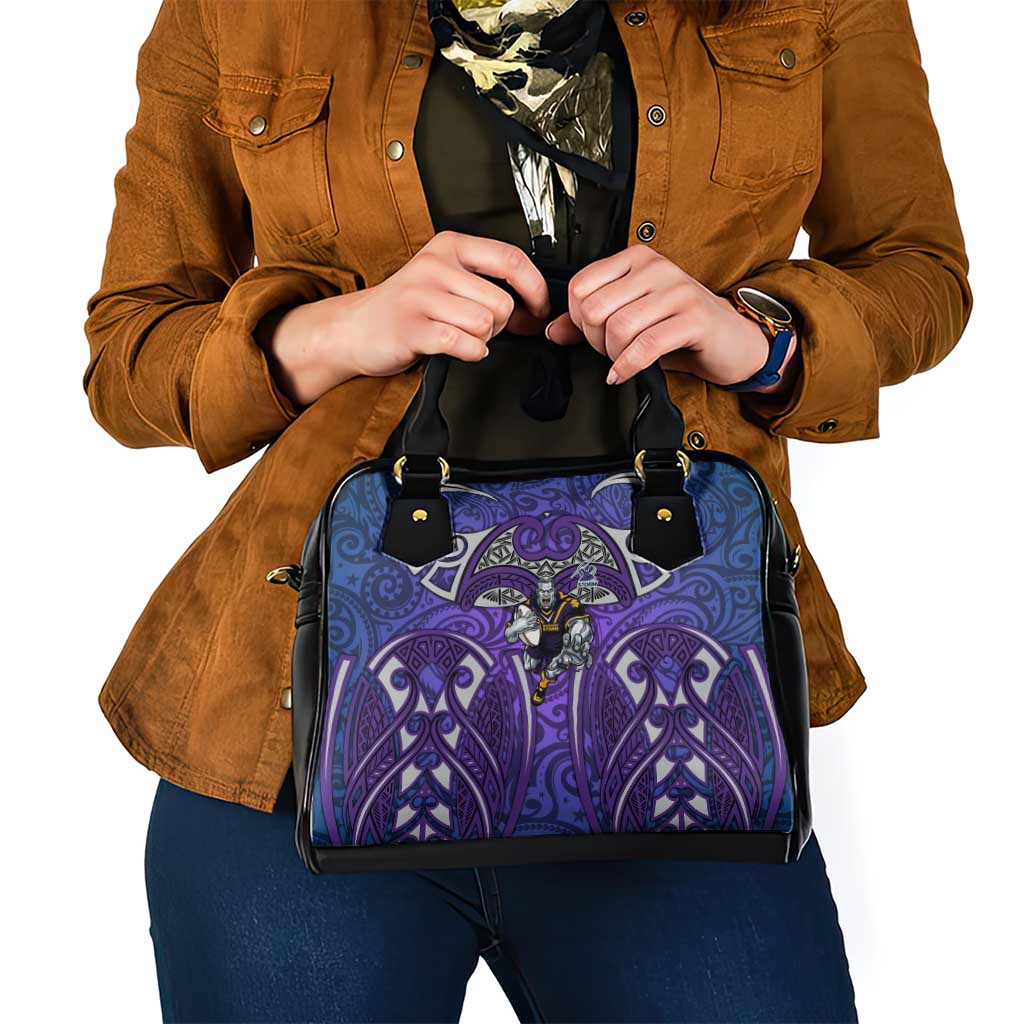 Melbourne Storm Rugby Shoulder Handbag Polynesian Tribal Warrior Lightning Purple Pattern