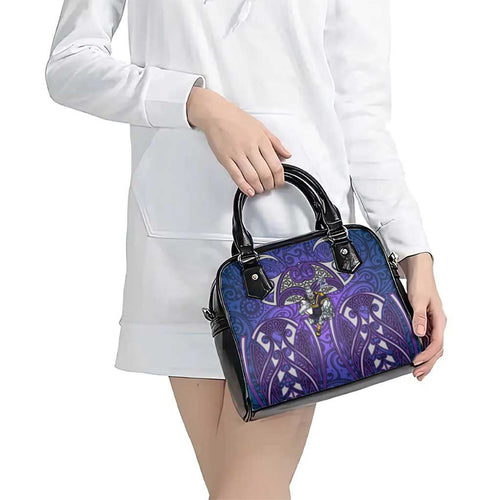 Melbourne Storm Rugby Shoulder Handbag Polynesian Tribal Warrior Lightning Purple Pattern