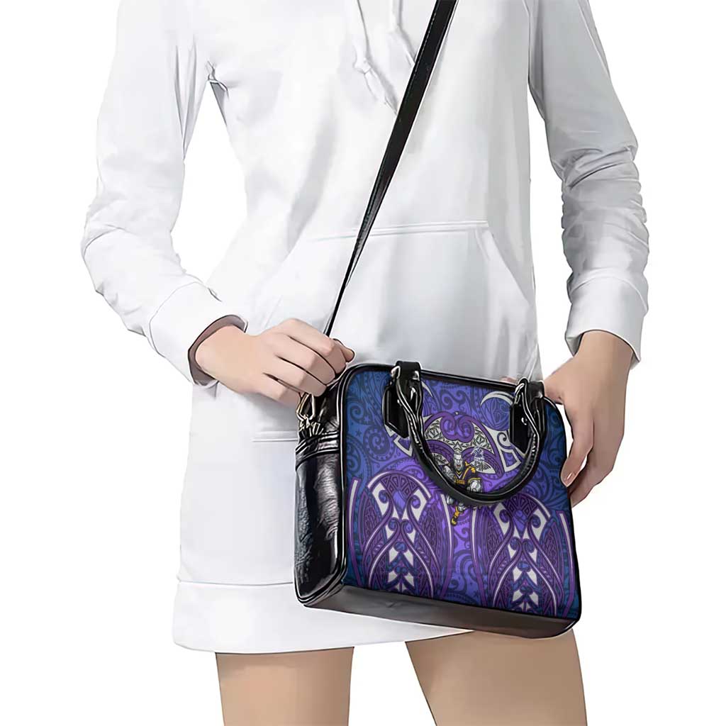 Melbourne Storm Rugby Shoulder Handbag Polynesian Tribal Warrior Lightning Purple Pattern